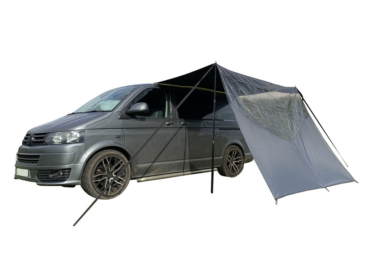 OLPRO Scenic Shade Campervan Canopy with PVC Window- Charcoal- Out & About Live