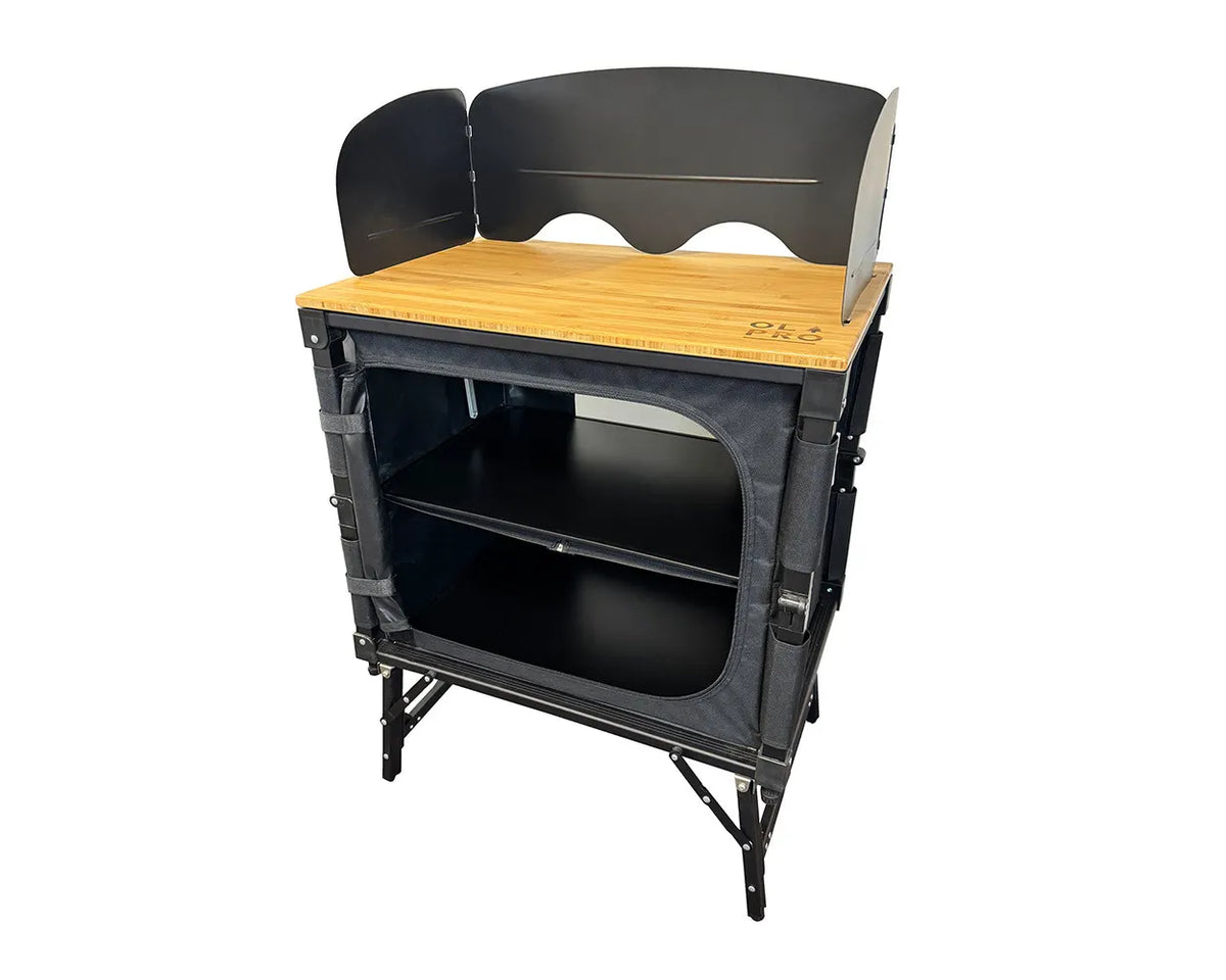 OLPRO Bamboo 3 in 1 Folding Table/Camping Cupboard-Out & About Live