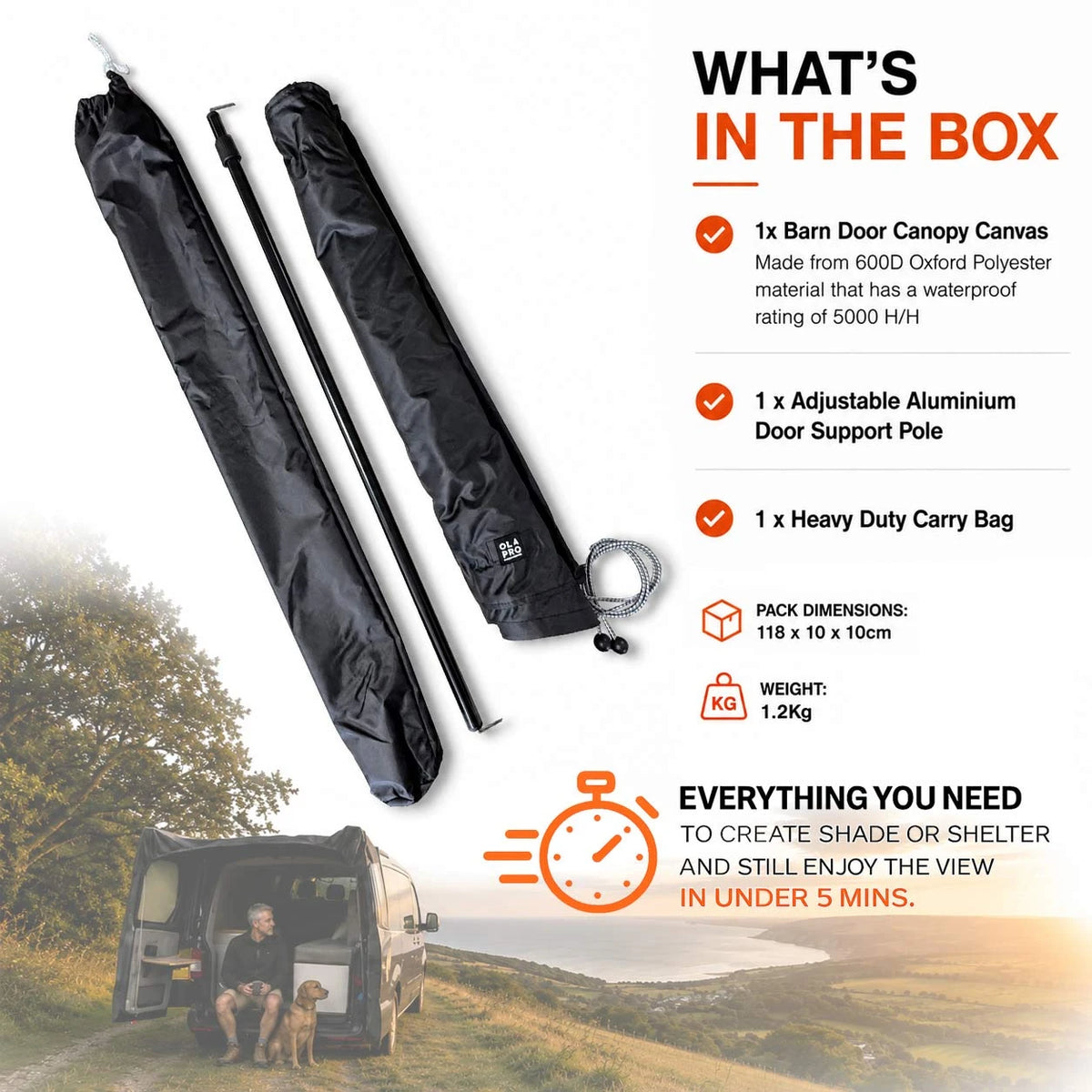 OLPRO Barn Door Campervan Canopy for VW T5 & T6- Out & About Live