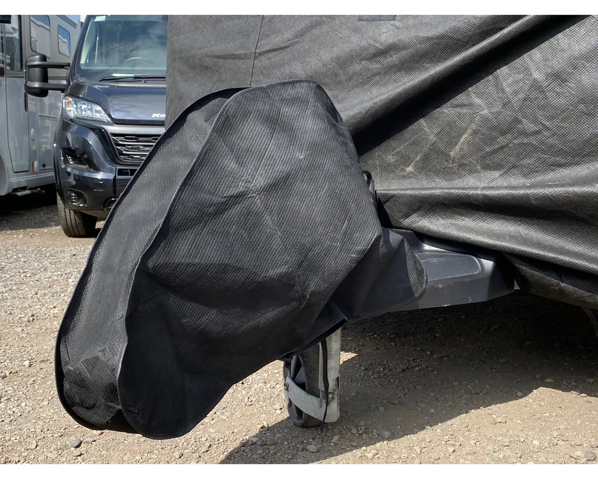 OLPRO Breathable Waterproof 4Ply Caravan Cover with Free Hitch Cover Black 12-14ft-Out & About Live