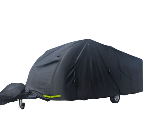 OLPRO Breathable Waterproof 4Ply Caravan Cover with Free Hitch Cover Black 14-17ft-Out & About Live