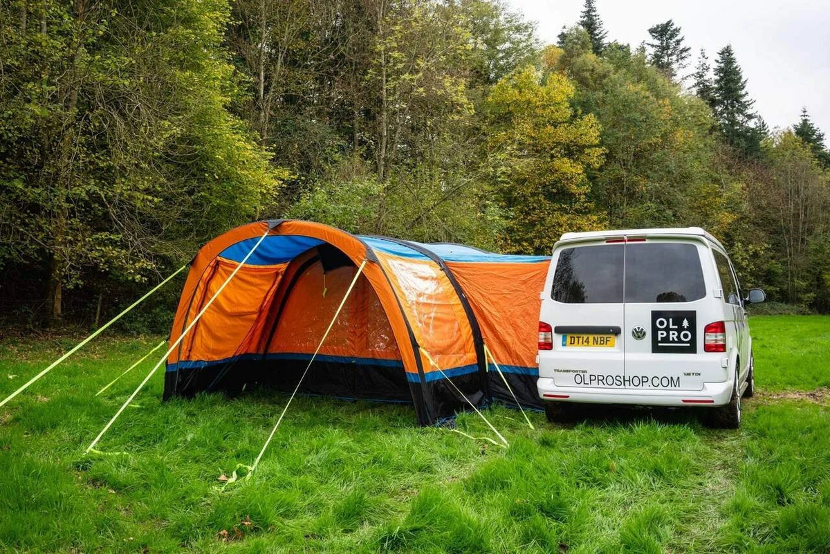 OLPRO Cocoon Breeze® Campervan Awning Extension - Orange & Black- Out & About Live