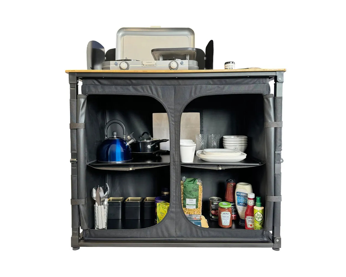 OLPRO Deluxe Camp Kitchen With Double Cupboard-Out & About Live