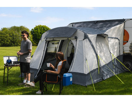 OLPRO Loopo Breeze® V2 Tall Tunnel Motorhome Awning (Grey)- Out & About Live