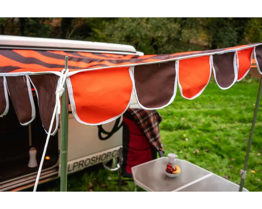 OLPRO Retro Campervan Shade Canopy - Orange & Brown- Out & About Live