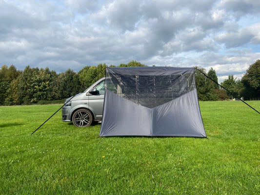 OLPRO Scenic Shade Campervan Canopy with PVC Window- Charcoal- Out & About Live