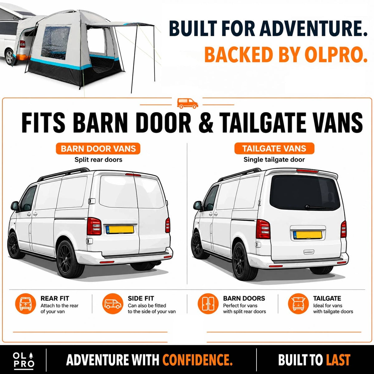 OLPRO Snug Poled Tailgate Campervan Awning- Out & About Live