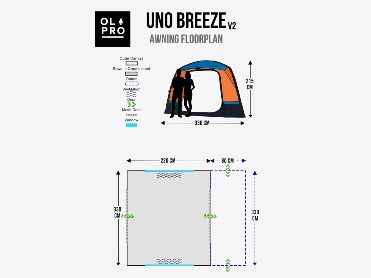 OLPRO Uno Breeze®  Campervan Awning- Orange - Out & About Live